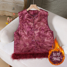 中式国风马甲提花盘扣秋冬新款加厚保暖百搭复古马甲