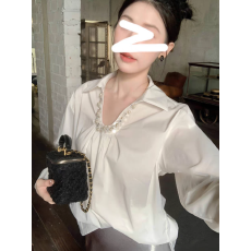 批发法式重工钉珠长袖衬衫女<b class='q'>春</b>秋高级感轻奢减龄洋气衬衣气质别致上衣