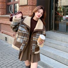 批发短款撞色夹棉加厚小香风外套女秋冬装新款2025韩系小个子保暖上衣