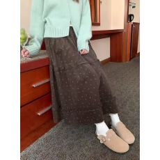 批发<b class='q'>复古</b>咖色碎花半身裙女春秋新款森系宽松百搭气质显瘦设计感a字裙