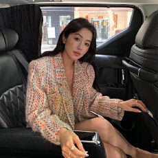 批发彩色小香风今年流行毛呢外套女2025年秋季新款高级感气质上衣