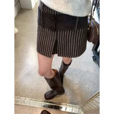 批发秋冬季竖条纹一片式高腰<b class='q'>大码</b>半身裙纽约摩卡 磨毛防走光裙裤