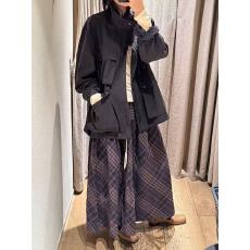 批发梦中情裙~小众紫色格纹ootd<b class='q'>半身</b>裙子女春秋新款设计感高腰a字长裙