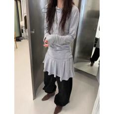 批发百搭弹力设计感连帽连衣裙大T恤