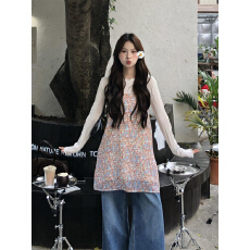 批发碎花吊带长袖打底衫套装女2026超火开春穿搭巨好看休闲独特设计感