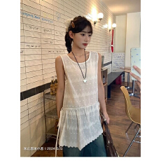 批发白色提花背心女内搭<b class='q'>冬</b>季新款工字型设计时尚穿搭中长款上衣