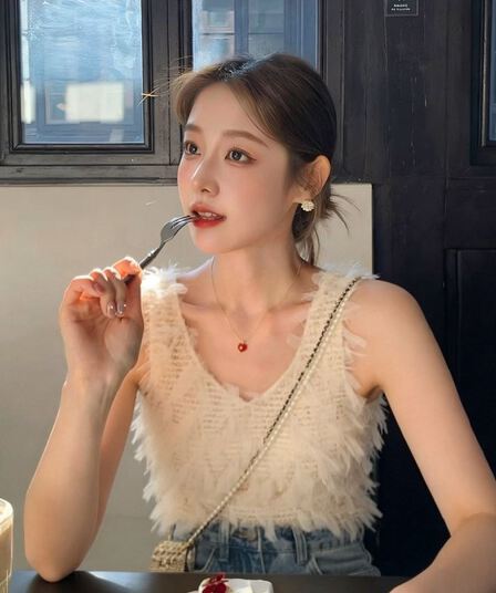 2026 핫걸 한 부서 술 V넥 조끼 맨위 순수한 욕망 바람 섹시함 트렌디
