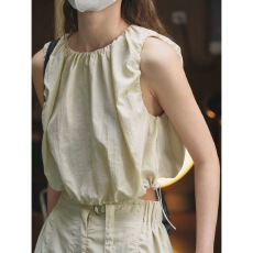 批发跨境专供    2026夏ins<b class='q'>街头</b>高腰短裤工装马甲蓬松背心女潮