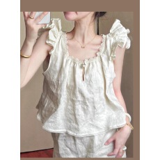 胖MM大码300斤可穿夏法式温柔甜美花边领睡衣女短裤家居两件套