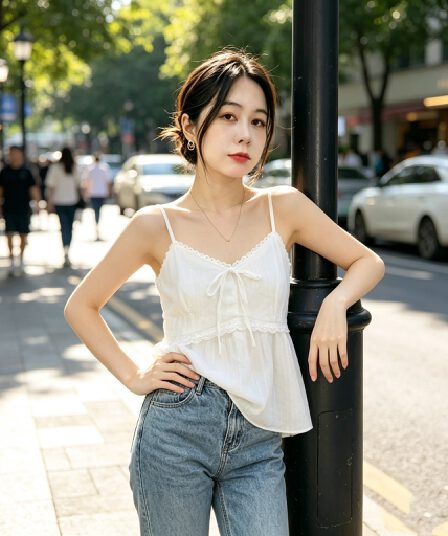 실사 프랑스식 순수한 욕망 바람 레이스 레이스 V넥 캐미솔 봄 2026 디자인 센스 백리스