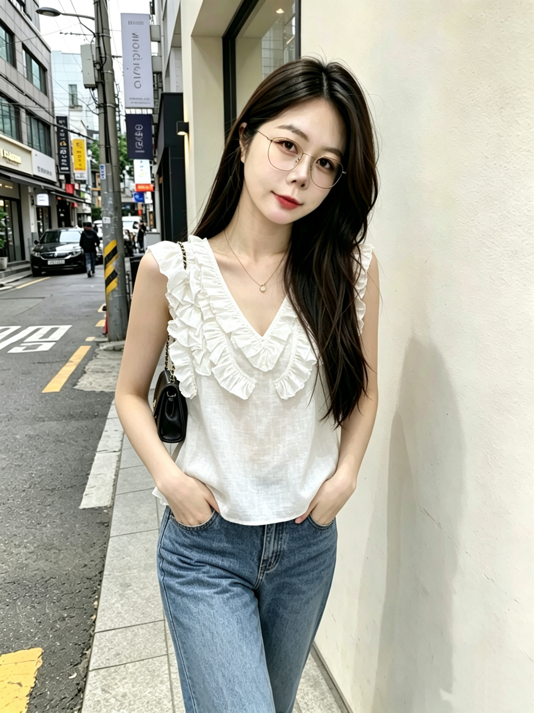 빅 사이즈 300 근 주름 프릴 V넥 여성 셔츠 2025 여름 새로운 다용도 고유 한 아름다운 슬림해 보이는 맨위