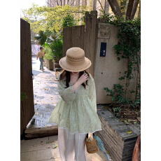 批发清野白樱2026夏季新款碎花蕾丝边娃娃衫罩衫衬衫<b class='q'>宽松</b>遮肚显瘦上衣