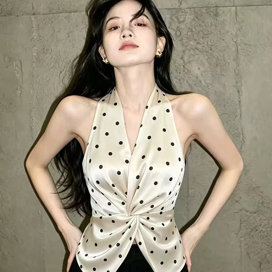 빛 사람들 코치 착용 가져 가라. 화이트 셔츠 V넥 도트 무늬 비틀림 셔츠 새로운 여름 부드러운 연령 감소 품격 맨위
