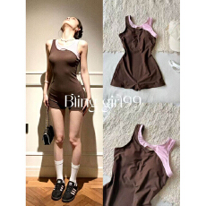 批发【草莓拿铁】连体竞速泳衣游泳女显瘦连体泳衣保守泳衣女