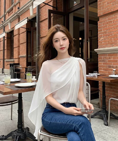 와일드 포 멜로 화이트 망사 디자인 센스 오프숄더 슬립 인사이드 가져 가라. 여름 부드러운 품격 순수한 욕망 핫걸 바람 고급 센스 켜기
