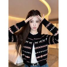 批发独特复古甜辣妹费尔岛毛衣<b class='q'>针织</b>开衫外套女秋冬小个子短款长袖上衣