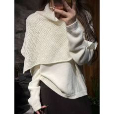 批发白色韩系别致小众斗篷披肩针织衫<b class='q'>女</b>2025秋冬新款优雅气质<b class='q'>大码</b>上衣