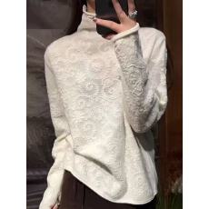 批发欧货高端定制减龄米色<b class='q'>大码</b>上衣女2025冬季新款加厚温柔松弛感毛衣