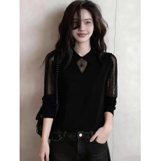 批发<b class='q'>长袖</b>t恤女装2026新款春季高级感针织洋气<b class='q'>小衫</b>蕾丝上衣内搭打底衫