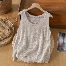 批发享永子【自带凉意】95%汉麻针织背心女文艺复古勾花上衣2026夏季