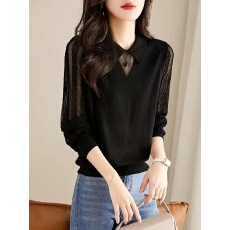 批发长袖t恤女装2026新款春夏高级感别致洋气漂亮蕾丝<b class='q'>上衣</b>内搭<b class='q'>打底</b>衫