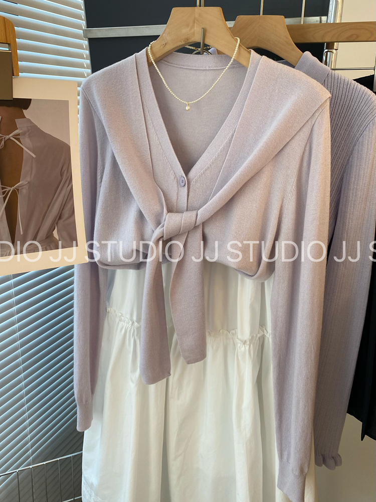 부드러운 ~ 중 색상 한국 동대문 품격 숄 디자인 루즈핏 V넥 니트 스웨터 여성 이른 봄 니트 오픈 가디건