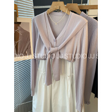 批发温柔的色彩 韩国东大门气质披肩设计宽松V领<b class='q'>针织衫</b>女早春针织<b class='q'>开衫</b>