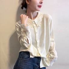 批发镂空钩花翻领羊毛针织开衫女欧洲站2026春装新款欧货女装<b class='q'>打底</b>衫潮