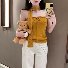 批发实拍 针织抹胸上衣镂空披肩两件套女