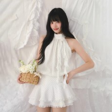 批发weekendhub<b class='q'>挂</b><b class='q'>脖</b>波点<b class='q'>连衣裙</b>女2026夏装新款双层荷叶边无袖裙子显瘦