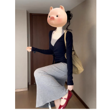 批发韩系灰色针织挂脖吊带<b class='q'>连衣裙</b>子<b class='q'>女</b>2025新款春夏季气质修身套装长<b class='q'>裙</b>