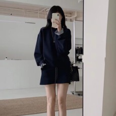 批发2026早春新款<b class='q'>运动</b>拼接长袖纯棉时尚<b class='q'>上衣</b>外套+半身显瘦短裙两件套