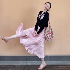 批发2026早春穿搭一整套高级感巨好看的粉色蝴蝶结<b class='q'>针织</b>衫半身裙套装女