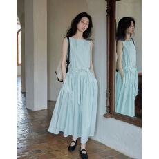 批发2026夏设计感小众法式气质小个子无袖复古<b class='q'>背心</b>纯棉时尚显瘦连衣裙