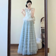 批发杜屁屁桃夏季新款重工<b class='q'>桑蚕丝</b>马甲＋半裙两件套套装