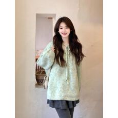 批发小清新绿色漂亮毛衣女软糯慵懒温柔风2025秋<b class='q'>冬</b>新款甜美风套头上衣