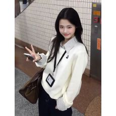 批发韩系早秋穿搭假两件polo领毛衣女学院风秋<b class='q'>冬</b>季衬衫拼接针织衫上衣