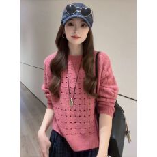 批发韩系时尚减龄<b class='q'>镂空</b>圆领针织<b class='q'>衫</b>女巨好看的早秋穿搭温柔气质长袖上衣