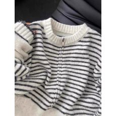 软糯条纹拉链圆领毛衣开衫外搭女秋冬新款宽松慵懒风针织上衣外套