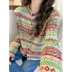 批发复古民族风单排扣正肩长袖针织开衫秋冬季2025新款<b class='q'>百搭</b>内搭上衣女