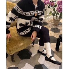 批发费尔岛小鹿图案拉链<b class='q'>针织</b>开衫女2026秋冬季新款复古风穿搭毛衣外套