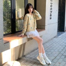 批发爱心提花针织开衫毛衣女外套秋季新款小个子设计感软糯百搭上衣潮