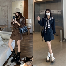 批发大码工装裙2026春夏气质款POLO领下摆不规则气质<b class='q'>连衣裙</b>配针织披肩