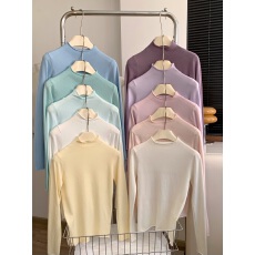 批发2025秋冬新款针织衫女半高领套头<b class='q'>宝宝</b>蓝打底衫女内搭修身上衣