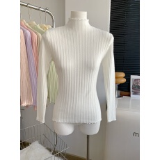 批发白色<b class='q'>打底衫</b>女2025新款秋冬内搭高级感半高领毛衣木耳边针织衫上衣