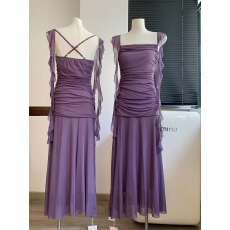 批发性感辣妹风气质网纱<b class='q'>吊带</b><b class='q'>连衣裙</b>2025夏季新款小众开叉包臀长裙女装