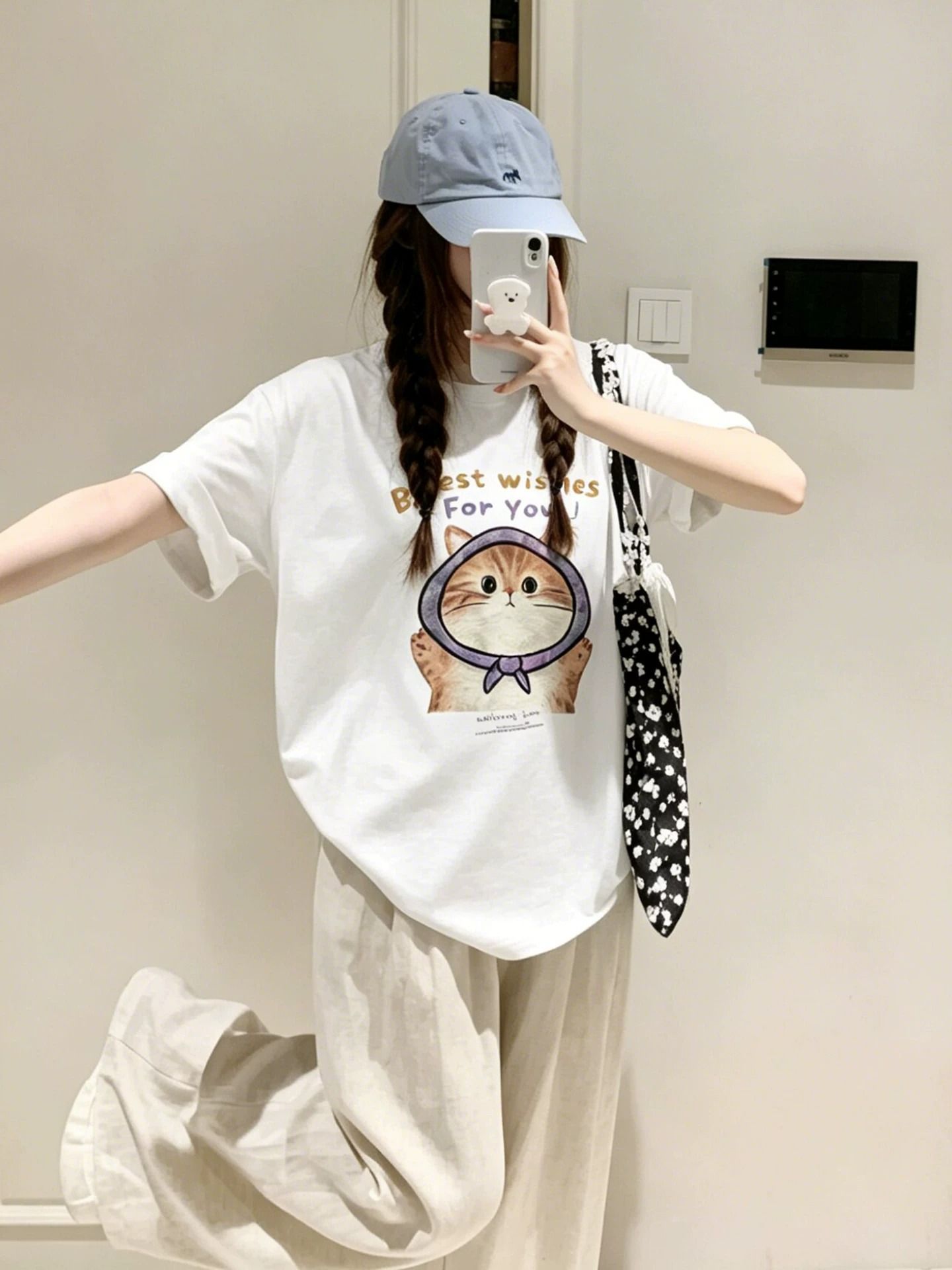 02670# 경관 그림 21 순면 210 그램 2026 년 여름 드레스 반팔 티셔츠 여성 프린트