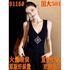 批发外贸专柜出口女装设计感V领针织背心民族风刺绣修身无袖上衣春夏