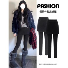 批发加绒裤裙一体假两件打底裤女2025新款<b class='q'>冬</b>季鲨鱼裤子带屁帘包臀伞裙