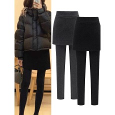 批发假两件打底裤<b class='q'>女</b>外穿秋冬包臀裙裤一体连裙裤加绒加厚保暖小脚裤